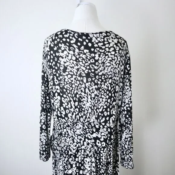 Max Mara IT 42 US 8 Soft Jersey Knit Tie Waist V Neck Dress Black Leopard Print - Picture 8 of 10